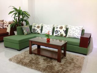 Ghế sofa vải nỉ nhập khẩu giá rẻ màu xanh lá cây nhạt mang lại cảm giác mát mẻ cho không gian tiếp khách SV004
