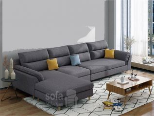 Ghế sofa vải nỉ màu xám góc L cho cảm giác mát mẻ hiện đại có giường nằm êm ái rộng rãi thoải mái SV041