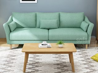 Băng ghế sofa vải nỉ màu xanh nhỏ gọn xinh xắn dễ bố trí trong nhà SV043