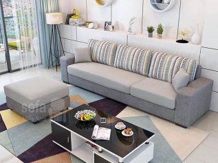 Ghế sofa vải nỉ phối màu xám băng đơn nhỏ gọn hiện đại đơn giản mà đẹp êm ái thoải mái SV047