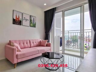 Băng ghế sofa vải nỉ phối màu hồng tuyệt đẹp nhỏ gọn hiện đại đơn giản mà đẹp SV049