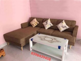 Ghế sofa vải nỉ màu nâu sô cô la giá rẻ góc L hiện đại giường nằm thư giãn êm ái rộng rãi thoải mái SV053