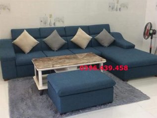 Ghế sofa vải nỉ màu xanh dương đậm giá rẻ góc L hiện đại giường nằm thư giãn êm ái rộng rãi thoải mái SV054