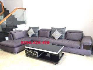 Ghế sofa vải nỉ màu xám tuyệt đẹp góc L hiện đại nhiều chỗ ngồi giường nằm thư giãn êm ái rộng rãi thoải mái SV057