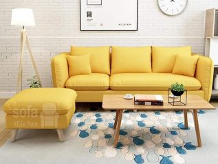 Băng ghế sofa vải nỉ phối màu vàng nổi bật nhỏ gọn hiện đại đơn giản mà đẹp SV058
